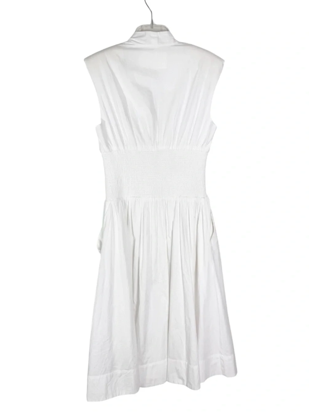 Anthropologie Cotton The Tommie Smocked Waist Front Zip Shirt Dress White Size M - Picture 6 of 13